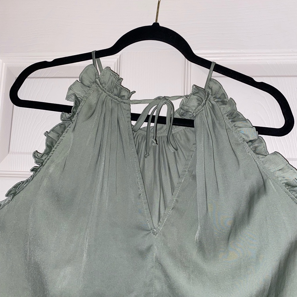 Sage green blouse with tie back - Picture 3 of 3